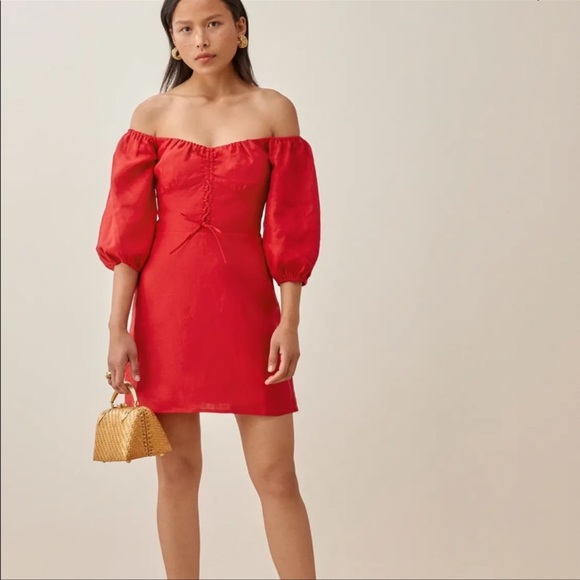 Reformation Dresses & Skirts - Reformation Kathryn Red Linen Mini Dress